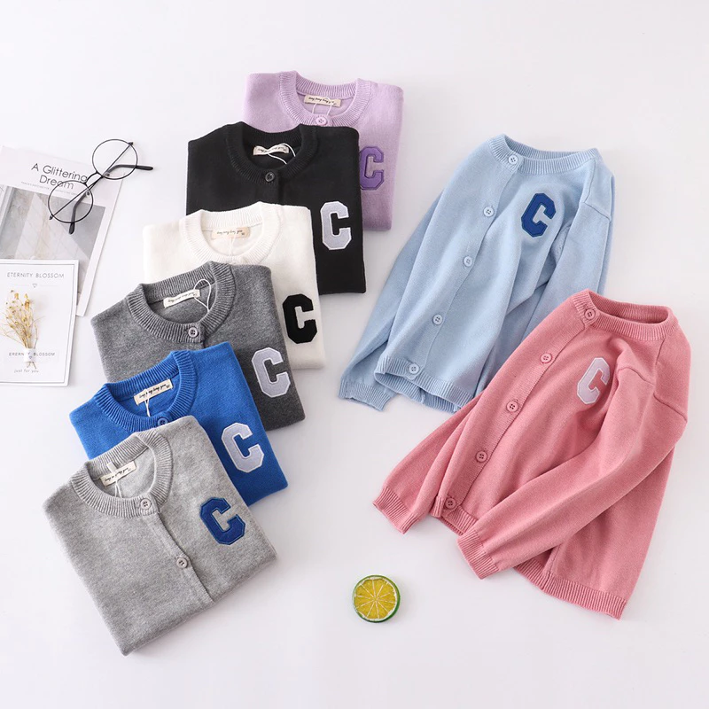 เสื้อคลุมเด็กไหมพรมเนื้อนิ่ม Olang ขนาด80-130 เสื้อกันหนาวคาร์ดิแกน ผ้าถัก สไตล์ญี่ปุ่น สําหรับเด็กผู้ชายเด็กผู้หญิง