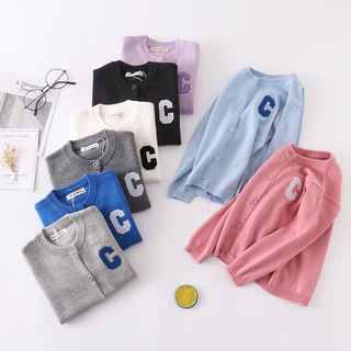 เสื้อคลุมเด็กไหมพรมเนื้อนิ่ม Olang ขนาด80-130 เสื้อกันหนาวคาร์ดิแกน ผ้าถัก สไตล์ญี่ปุ่น สําหรับเด็กผู้ชายเด็กผู้หญิง