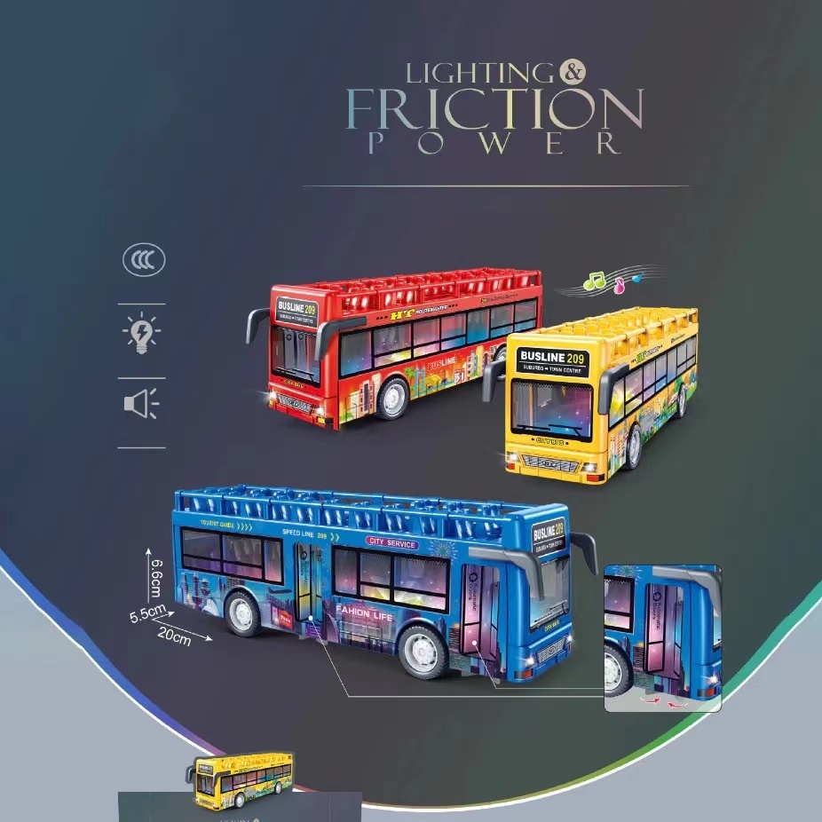 (พร้อมส่ง)รถบัส BUS มีเสียงมีไฟ รถบัสของเล่น