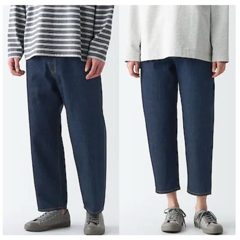 denim cropped pants muji labo