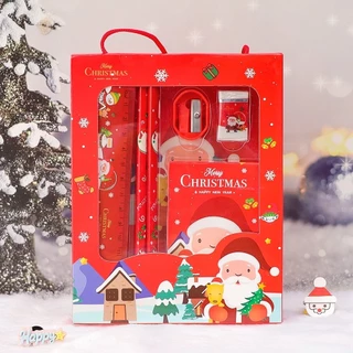 ชุดเครื่องเขียน 6ชิ้น เซ็ตคริสต์มาส การ์ตูน กล่องแดง น่ารักๆ พร้อมส่งจากไทย