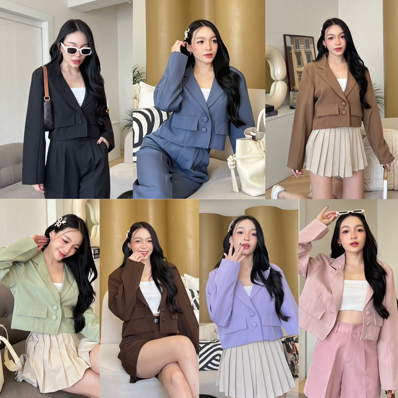 (ไม่ผลิตเพิ่ม)BEMYCHIC เสื้อเบลเซอร์ตัวสั้น Brazer เสื้อครอปสูท รุ่น Butter