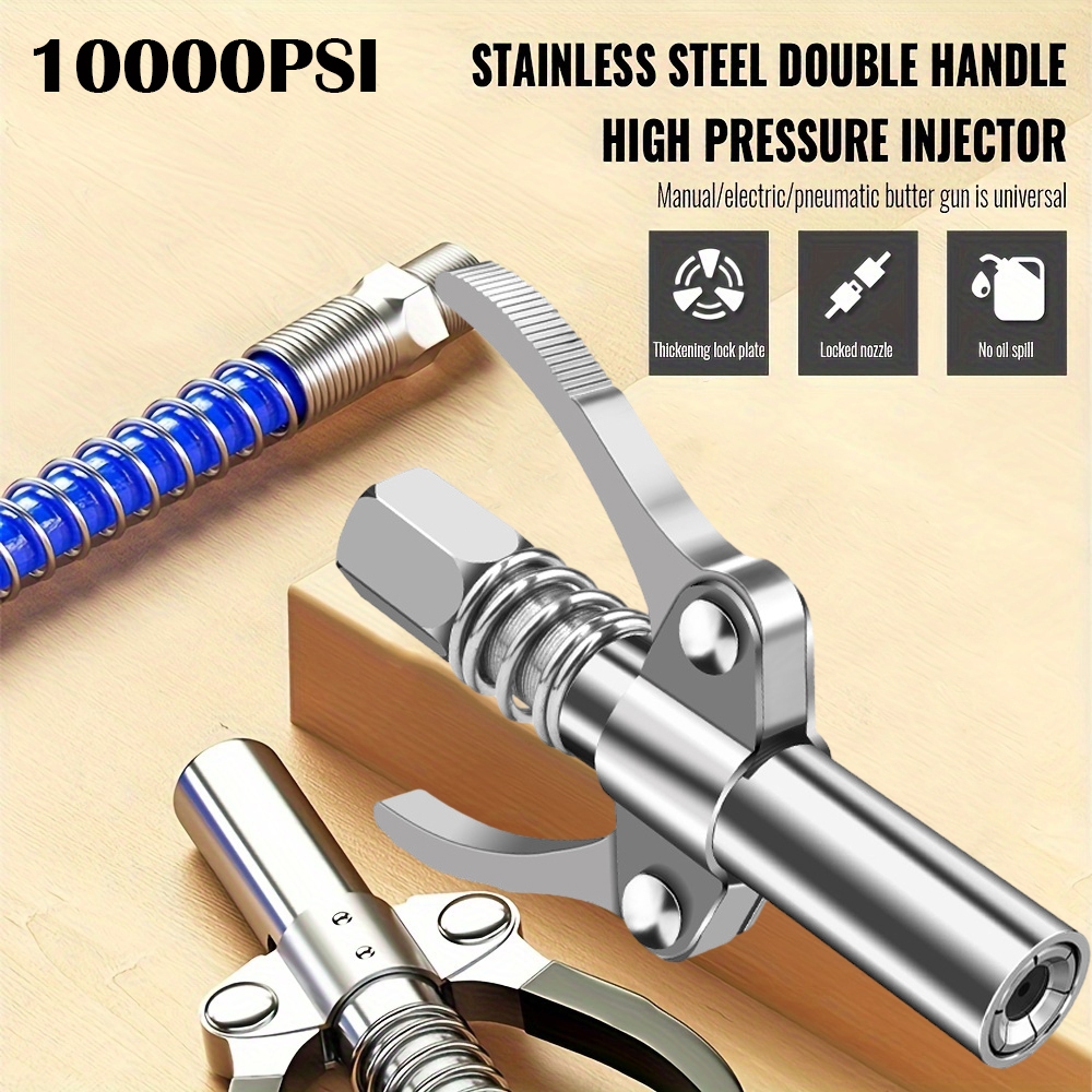 หัวอัดจาระบี 10000 PSI 1/8 BSP แบบล็อคอัตโนมัติ ปากแบน ทนแรงดัน ใช้งานง่าย