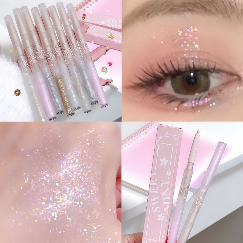 M403 Sweetmint อายแชโดว์ เนื้อลิขวิด กลิตเตอร์ แบบสองหัว กันน้ำ ติดทนนาน