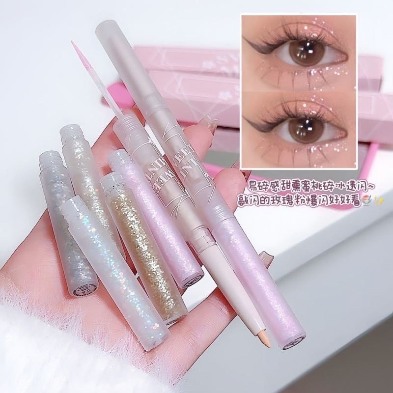 N403 Sweetmint อายแชโดว์ 2 in 1 กลิตเตอร์ ไฮไลท์ เนื้อลิขวิด กันน้ํา ติดทนนาน