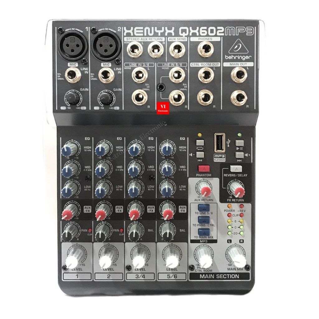 BEHRINGER XENYX QX602MP3 มิกเซอร์อนาล็อก เสียบไมค์ได้ 2 ช่อง ฟังก์ชัน USB MP3