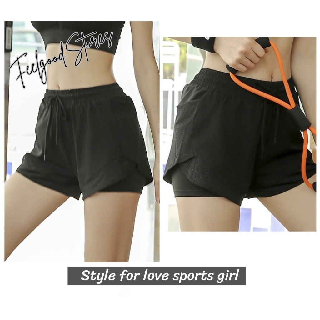 กางเกงวิ่งขาสั้น ผู้หญิง  ดีไซน์สวย เนื้อผ้าดี มีซับใน ระบายอากาศได้ดี มี 3 สี พร้อมส่ง