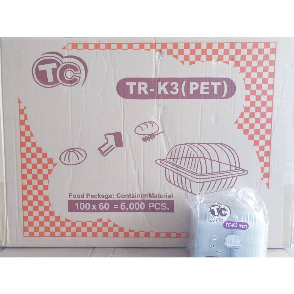 กล่องใส TC – K3 (PET) ยี่ห้อTC ยกลัง 6,000 ชิ้น