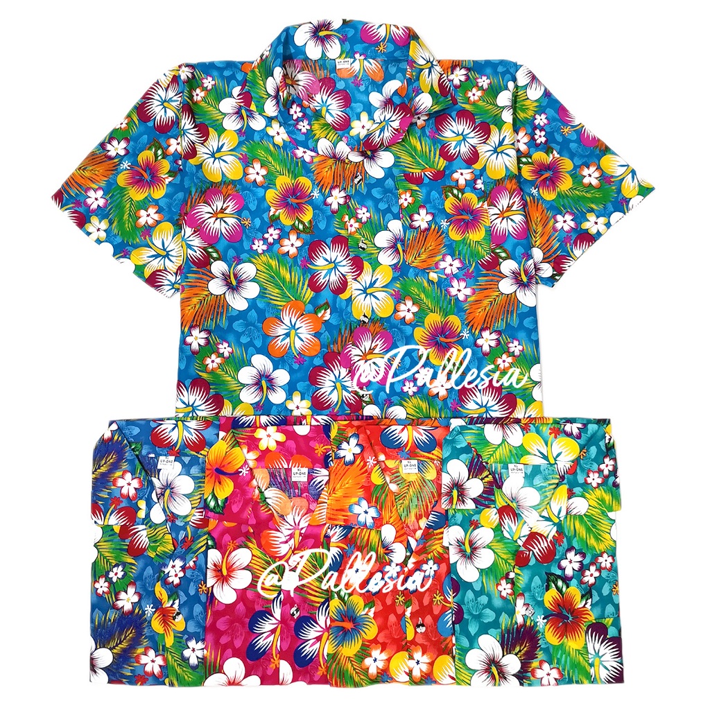 NEW ครบไซส์ 7ไซส์ S-4XL เสื้อลายดอก ลายชบาหลากสี เสื้อเชิ้ตฮาวาย Hawaiian Shirt HW301