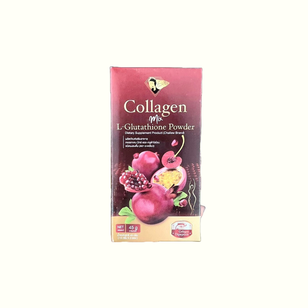 EXP 10/04/2567 ชะเหลียว Collagen mix L-Glutathione Powder 1 กล่อง 3 ซอง