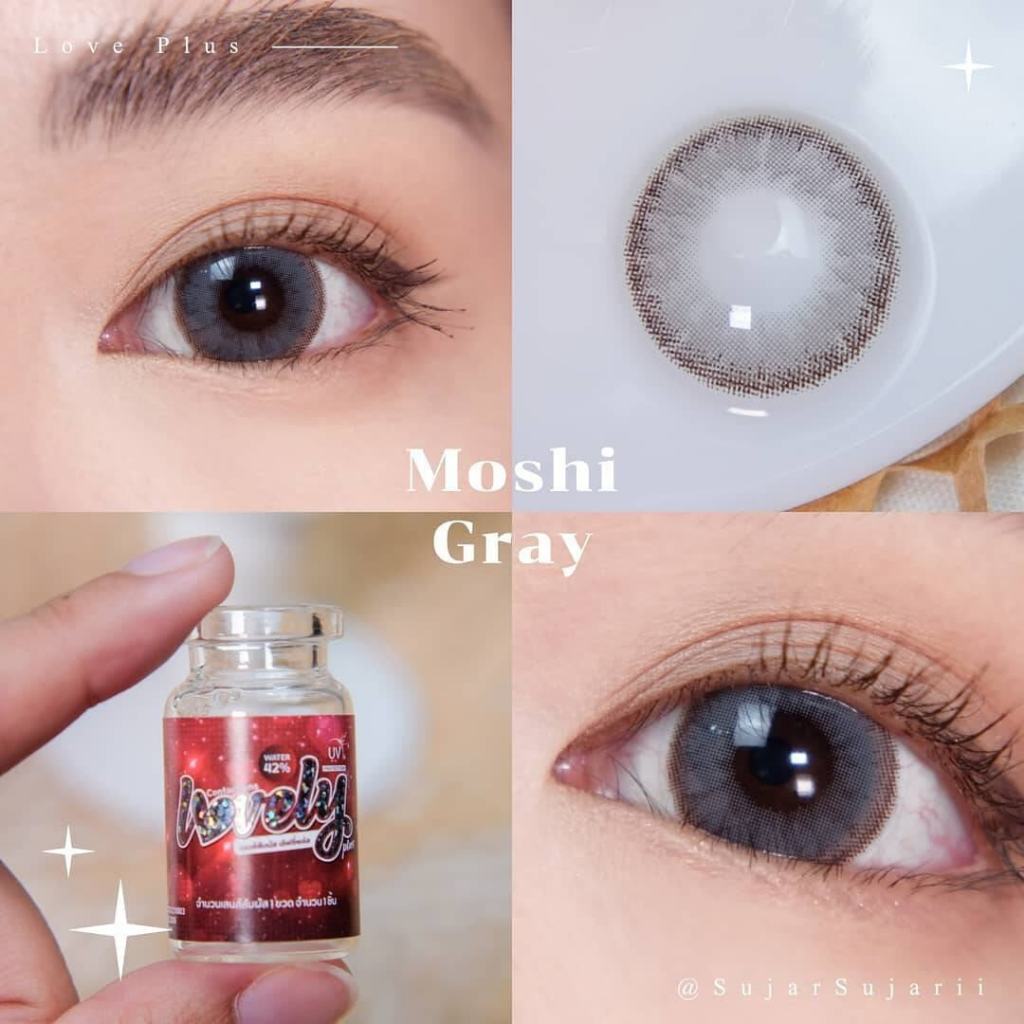 💋 มีค่าสายตา 💋 Lovelylens Moshi Gray Brown  💋 บิ๊กอาย สุดปัง คอนแทคเลนส์ รายเดือน มีอย แถมตลับฟรี เลนส์นิ่ม Gray Brown
