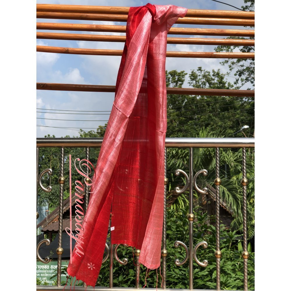 ผ้าพันคอ ผ้าคลุมไหล่ เปลือกไหม (100% Silk) 2 โทน ไล่เฉดสี ขนาด 35*160 ซม. รหัสสินค้า P0102