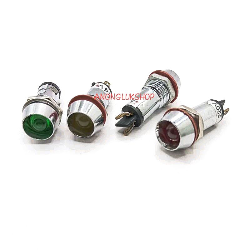 1ตัว 👉👉หลอดไฟโชว์ 10มิล LAMP ปลอกเหล็กเกลียว 10มิล มี 3สี 12VDC 24VDC 220VAC