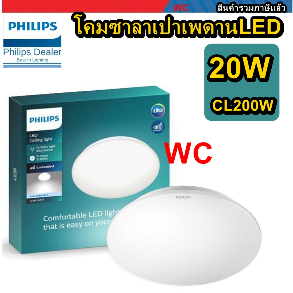 Philips โคมซาลาเปาLED โคมไฟเพดานฟิลลิปส์ พร้อมหลอดไฟ พร้อมใช้งาน แสงขาว รุ่น CL200