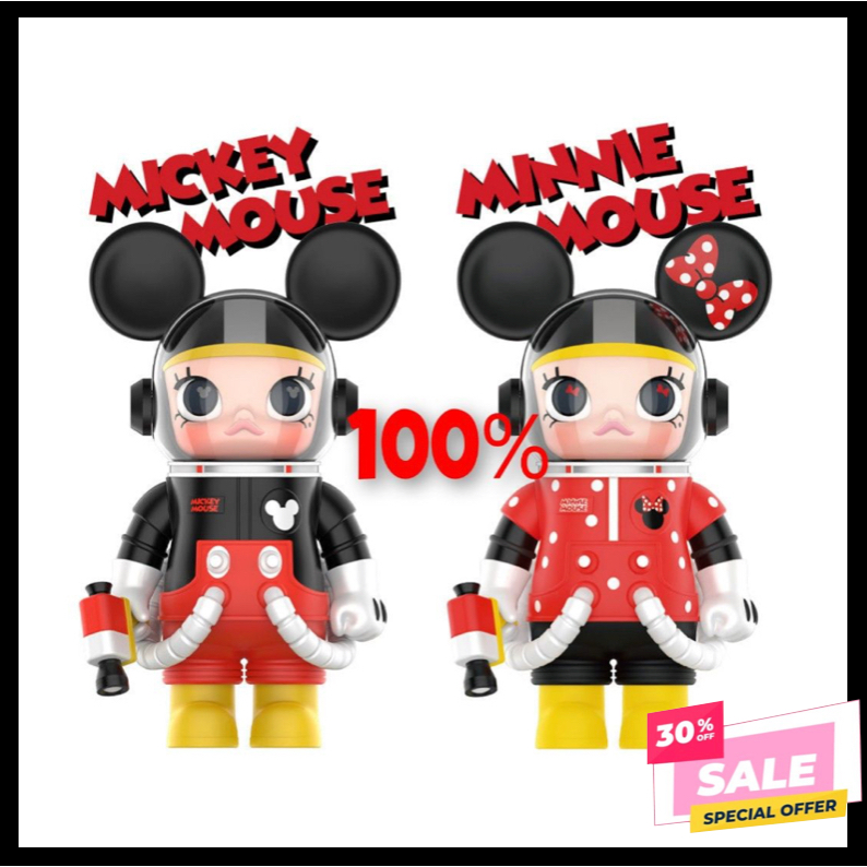 ‼️มีของ พร้อมส่ง 🚚 แพคคู่ ⭐️Molly Mickey &amp; Minnie⭐️ Pop Mart MEGA Molly Space 100% Disney Mickey and Friends Series แท้💯