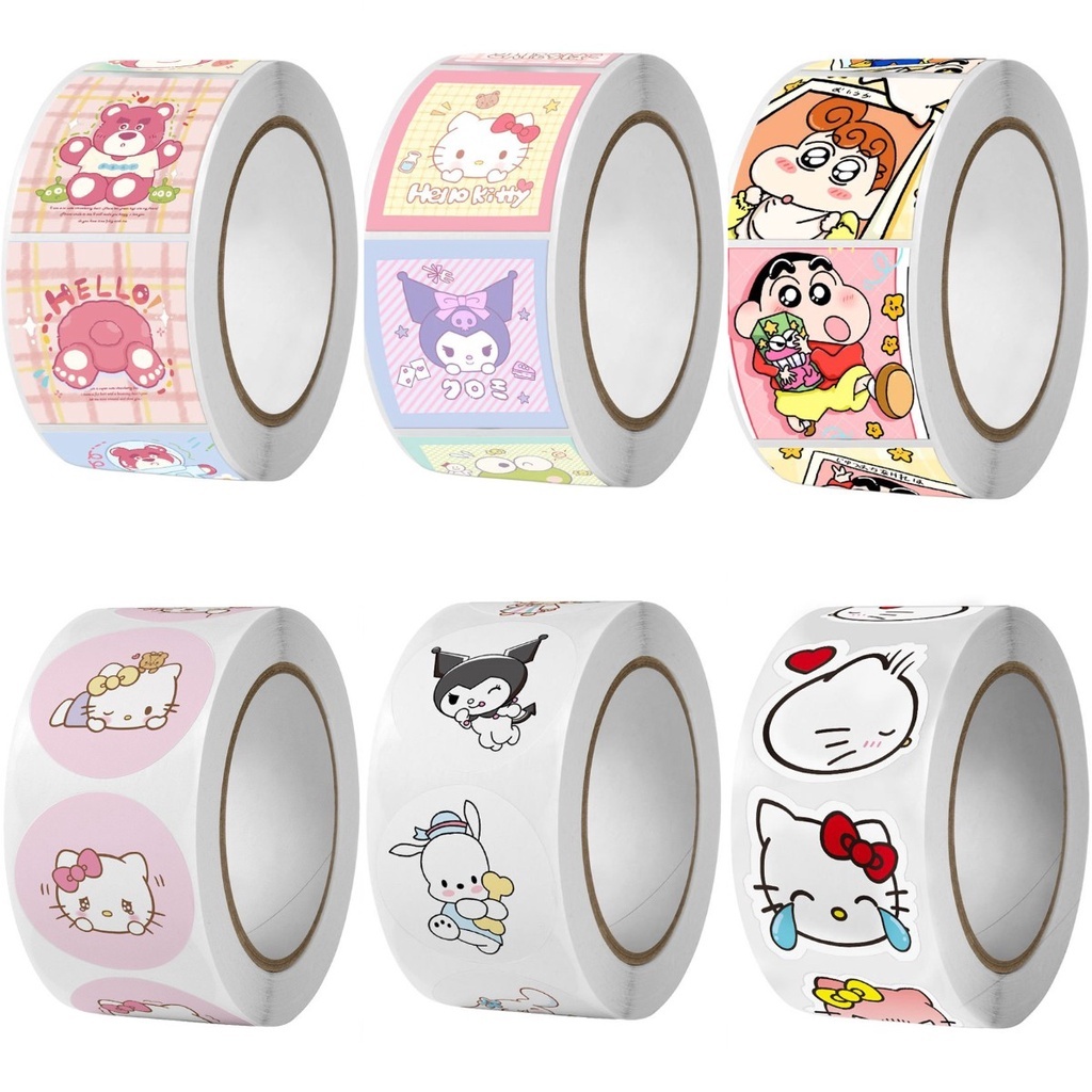 500แผ่น/ม้วน สติกเกอร์กันน้ําซานริโอ้ Sanrio Sticker มีให้เลือกหลายลาย