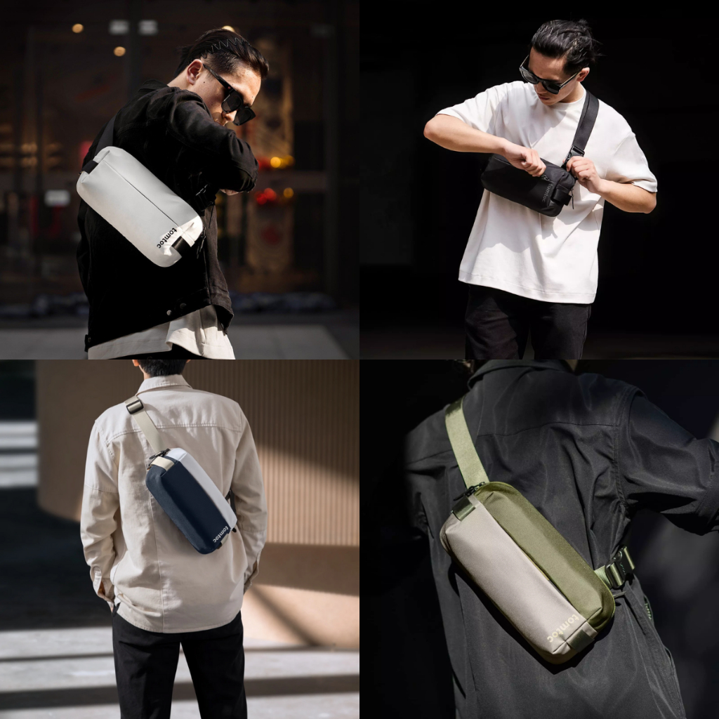 🇹🇭TOMTOC URBAN SLING BAG WITH 8-INCH MINIMALIST EDC DESIGN กระเป๋าสะพายข้าง ดีไซน์แนวสตรีท น้ำหนักเบา ทนทาน หยิบง่าย by