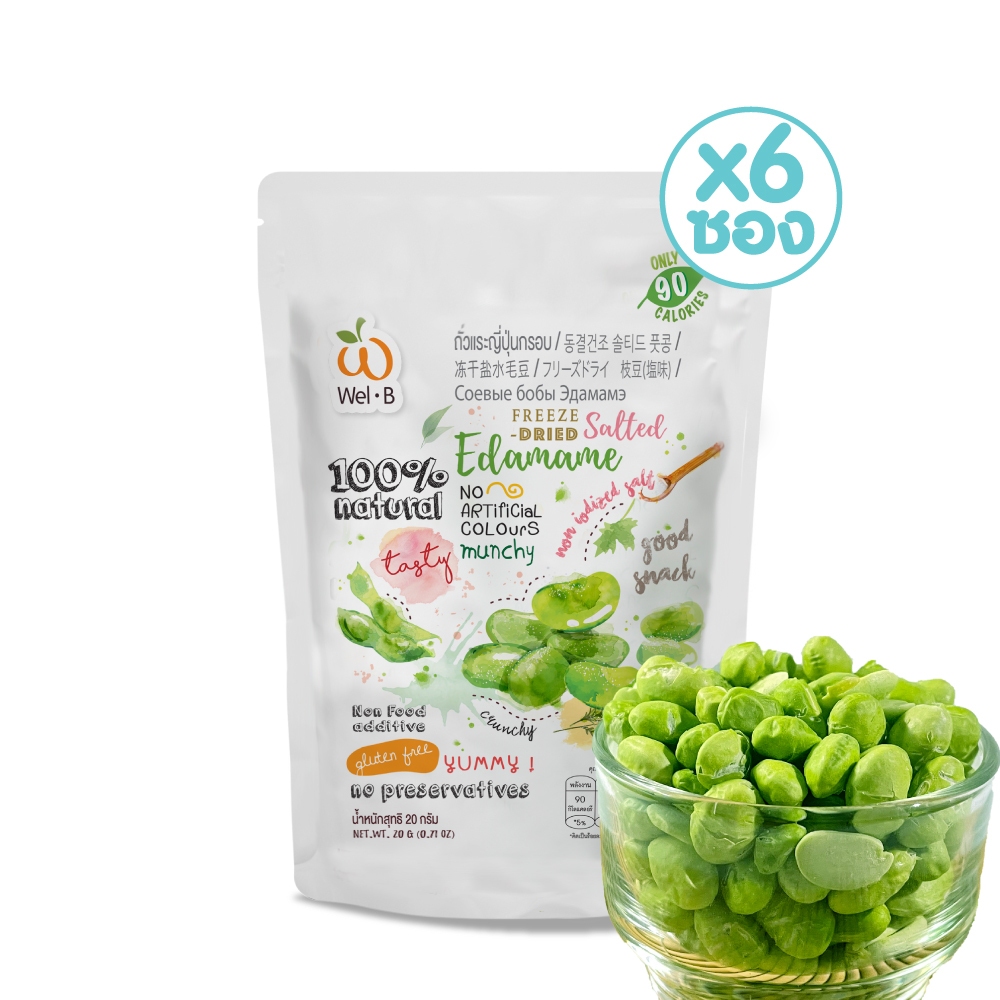 Wel-B FD Edamame 25g. (ถั่วแระญี่ปุ่นกรอบ 25 กรัม) (แพ็ค 6 ซอง)