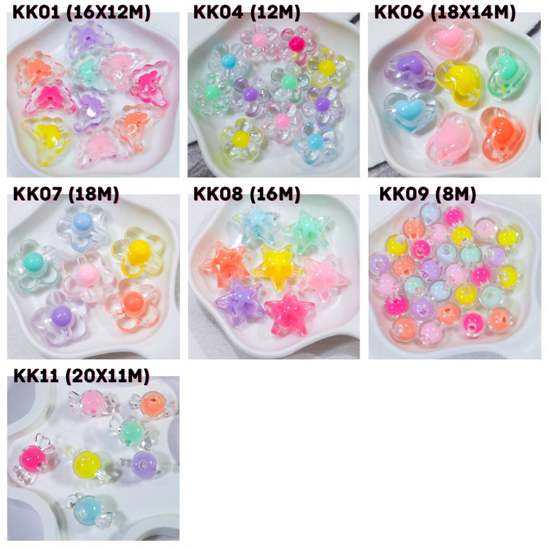 ลูกปัดสอดไส้แบบใส ลูกปัด คละสี (15g/30g)