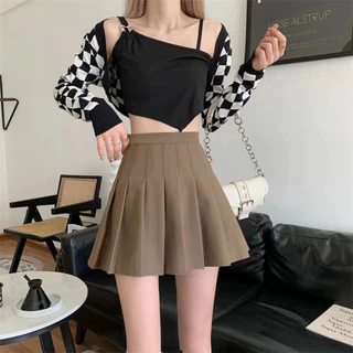 🔵พร้อมส่ง🔵กระโปรงเทนนิส กระโปรงพลีท XS-2XL สีพื้น เอวสูง ทรงเอ กระโปรงเจเค มีทั้งหมด7สี #2322