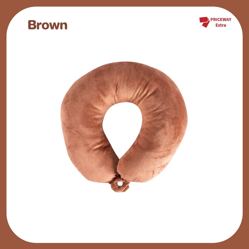หมอนรองคอ รุ่นพิเศษ มีกระดุมล็อคPWN005 นุ่มสบาย ใช้แล้วไม่ปวดคอ หลับสบาย Neck pillow ใยหนานุ่ม