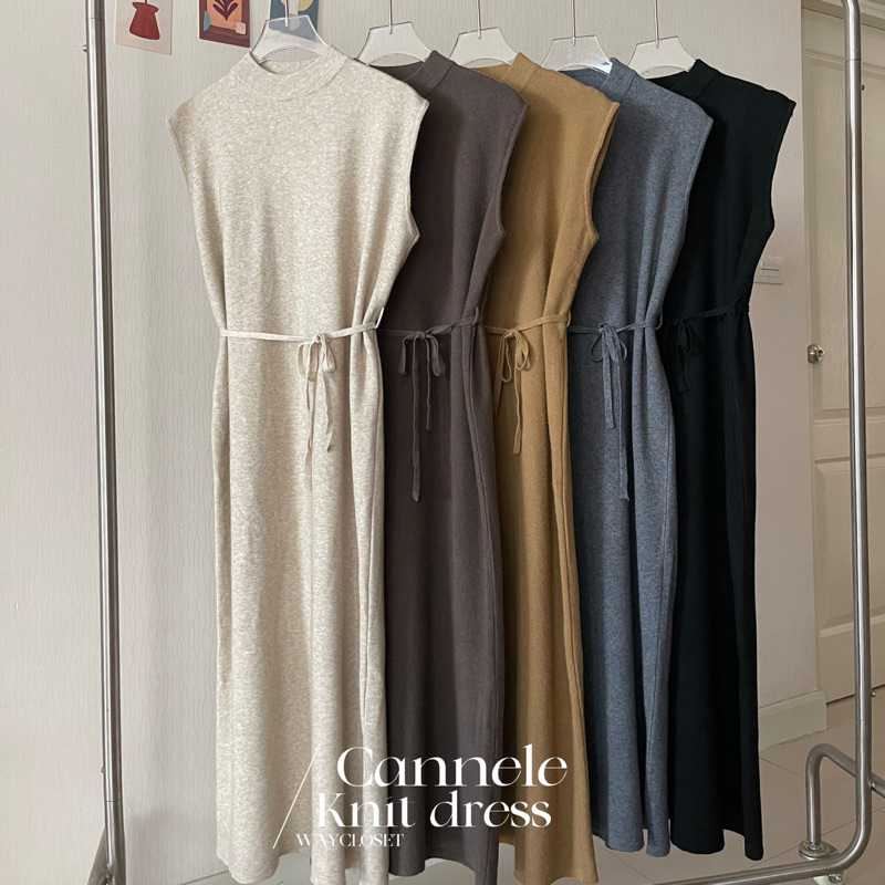 WAYCLOSET - CANNELE KNIT DRESS (พรีเขียว ส้ม )