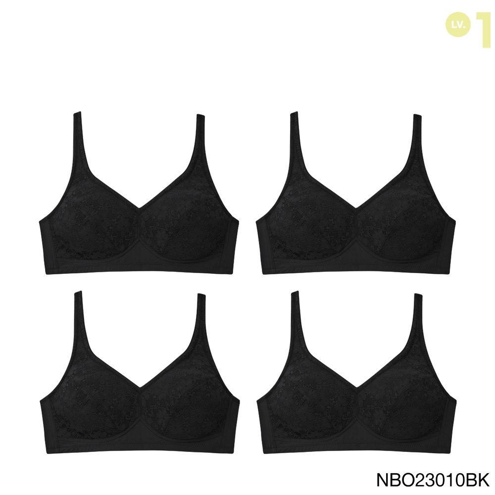 [Online Exclusive] Sabina เสื้อชั้นใน (Set 4 ชิ้น) Invisible Wire (ไม่มีโครง) รุ่น Function Bra รหัส NBO23010BK สีดำ