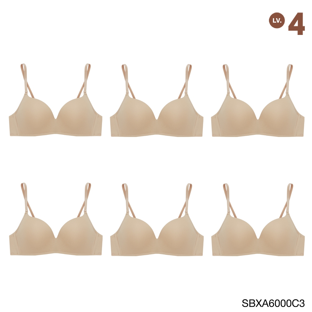 Sabina เสื้อชั้นใน Invisible Wire (Set 6 ชิ้น)(ไม่มีโครง) รุ่น Doomm Doomm รหัส SBXA6000C3 สีเนื้อเข้ม