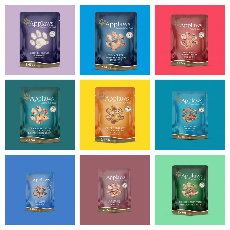 พร้อมส่ง 1 แถม 1(9 สูตร 70 G) อห.เปียกแมวโต APPLAWS POUCH CAT FOOD