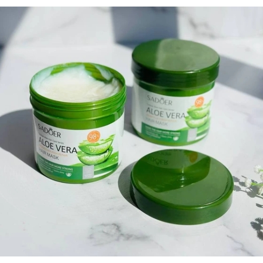 ครีมหมักผม Sadoer ว่านหางจระเข้ Aloe Vera Hair Mask เคราติน 500 g.  กระปุกเขียว
