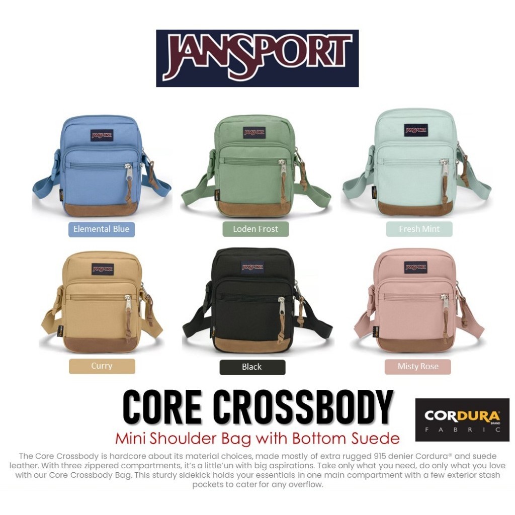 JanSport รุ่น Core Crossbody - กระเป๋าสะพายข้าง ผ้า Cordura ก้นหนังแท้ JS0A7ZNV สะพายไหล่ หญิง ชาย