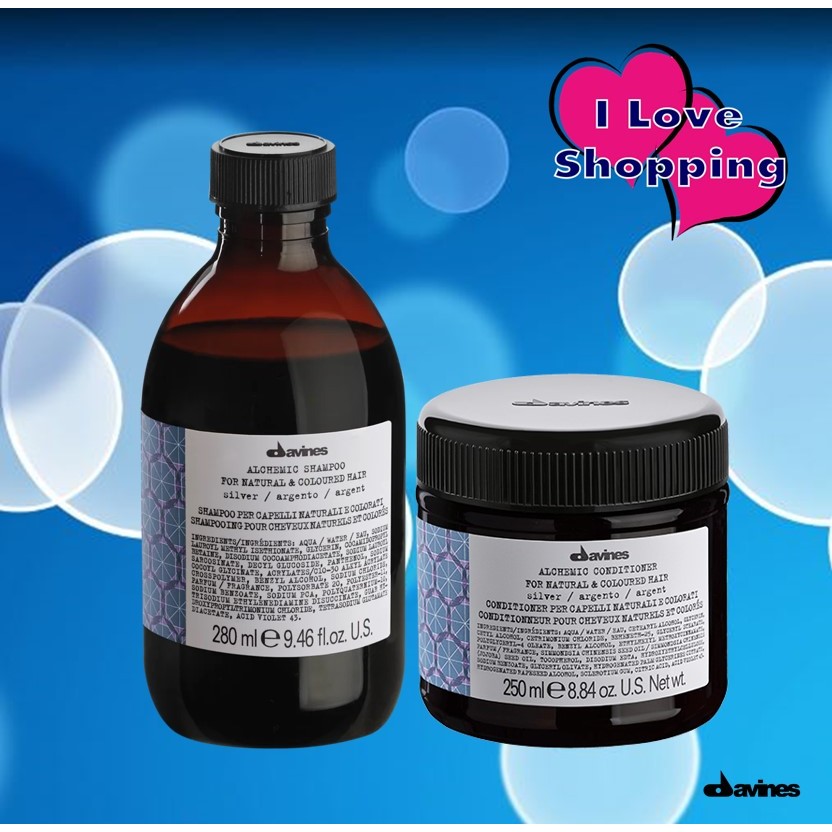 Davines Alchemic Shampoo Silver/Conditioner Silver 280/250 ml แชมพู และครีมนวดผม เติมเม็ดสีให้เส้นผม