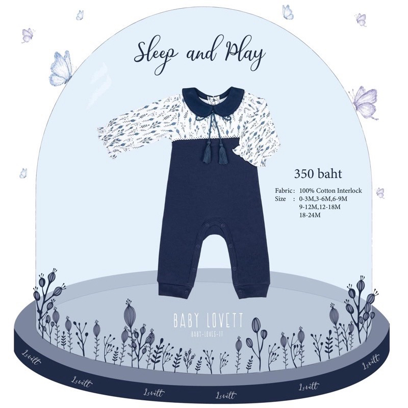 Bblv Babylovett ชุดนอน เบบี้โลเว็ต Indigo Dream-Sleep and Play 12-18 ของใหม่