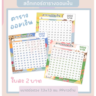 P8 สติกเกอร์ตารางออมเงินจิ๋ว ตารางเก็บเงิน ตัวช่วยออมเงิน