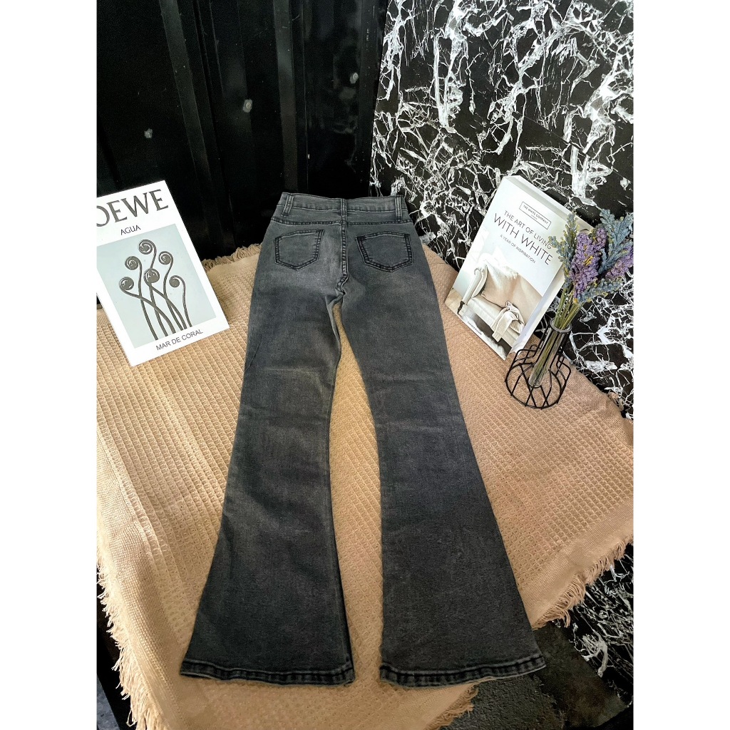 Cc jeans 237 S-5XL กางเกงยีนส์ ทรงขาม้า ยืด สีดำฟอก - รูปที่ 6