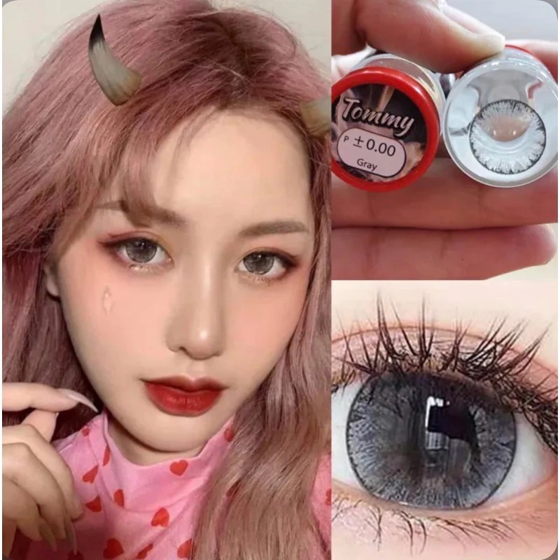 💋 มีค่าสายตา 💋Pitchy tommy Gray Brown  💋 บิ๊กอาย สุดปัง คอนแทคเลนส์ รายเดือน มีอย แถมตลับฟรี เลนส์นิ่ม สวยปังมาก