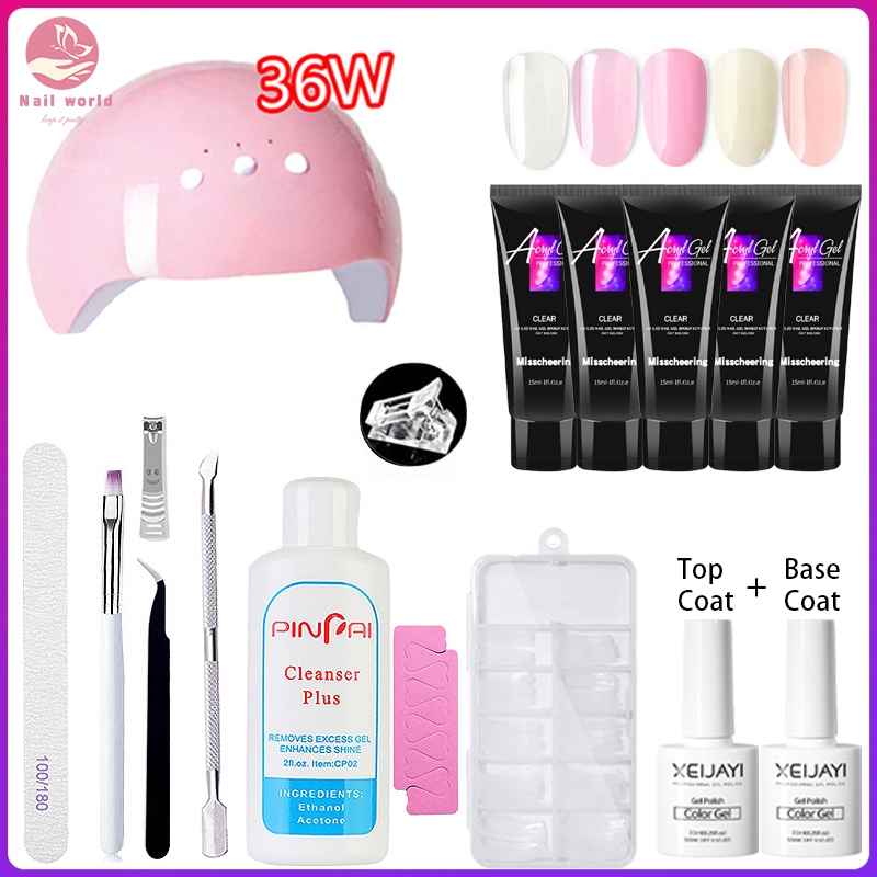 36W ชุดต่อเล็บ โพลีเจล UV เครื่องอบเล็บ ชุดทําเล็บเจล อุปกรณ์เล็บ+Top+Base DIY ต่อเล็บเจล 13ชิ้น