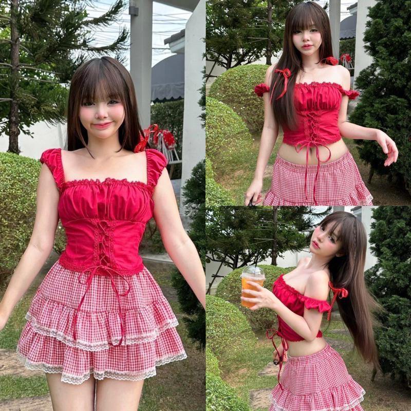 Wendystore182(งานโทนสีแดงรับคริสต์มาส)ขายแยกเสื้อกระโปรง