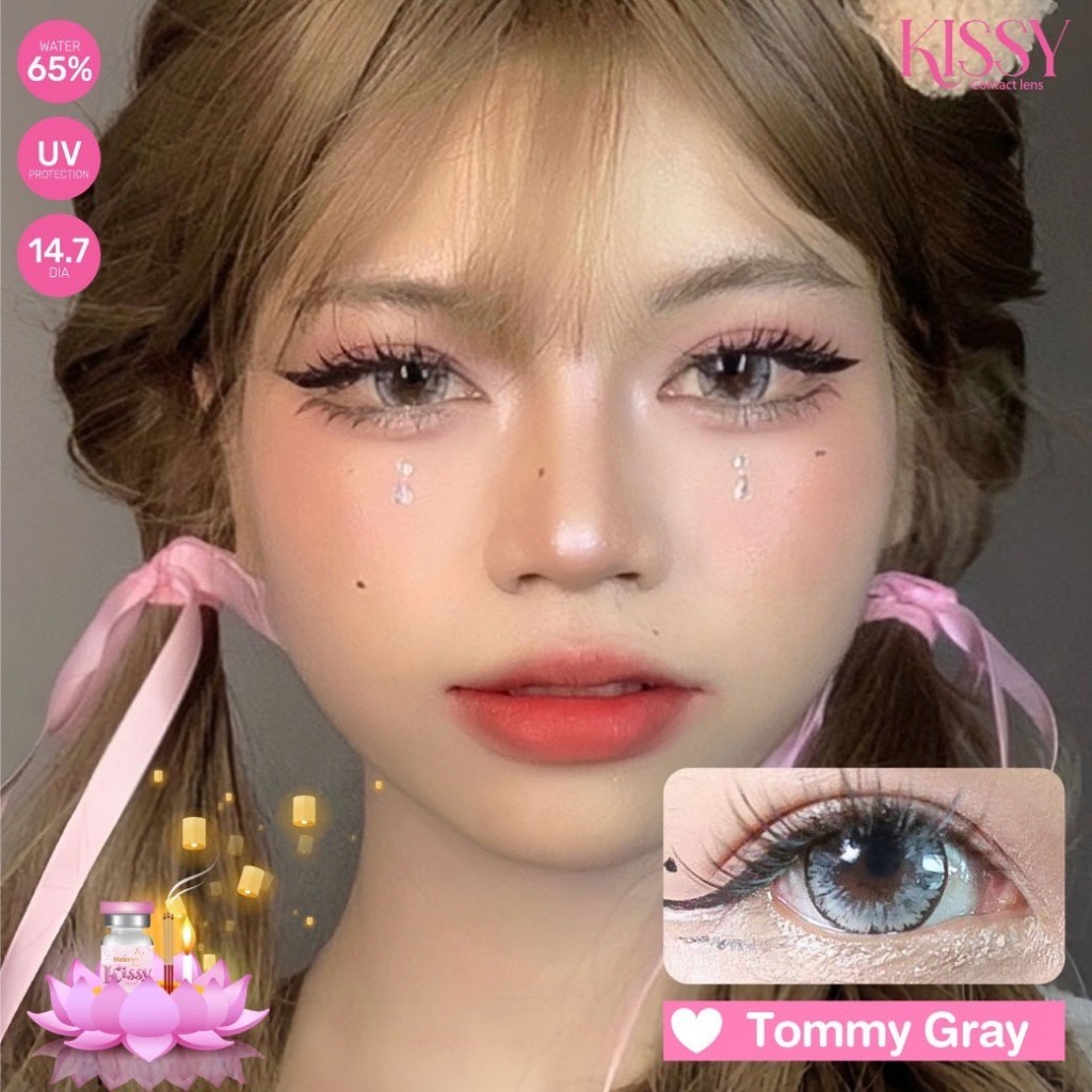 มีค่าสายตา kissylens Tommy Gray Brown บิ๊กอาย สุดปัง คอนแทคเลนส์ รายเดือน มีอย แถมตลับฟรี เลนส์นิ่ม สวยปังมาก