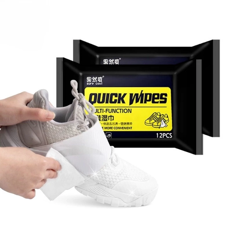 12แผ่น แผ่นเช็ดทำความสะอาดรองเท้า Shoe wipes
