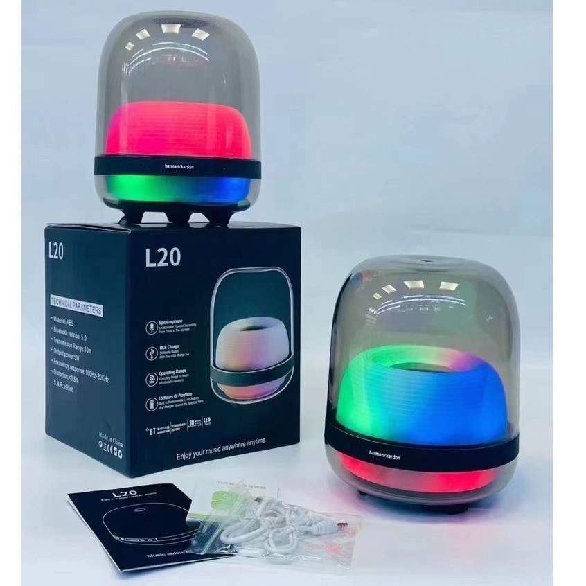 🔊🔊ลำโพงบลูทูธสีดำ รุ่นออร่า L20🌈แสง RGB คุณภาพเสียงระดับ Hi-Fi การเชื่อมต่อไร้สาย พร้อมส่ง‼