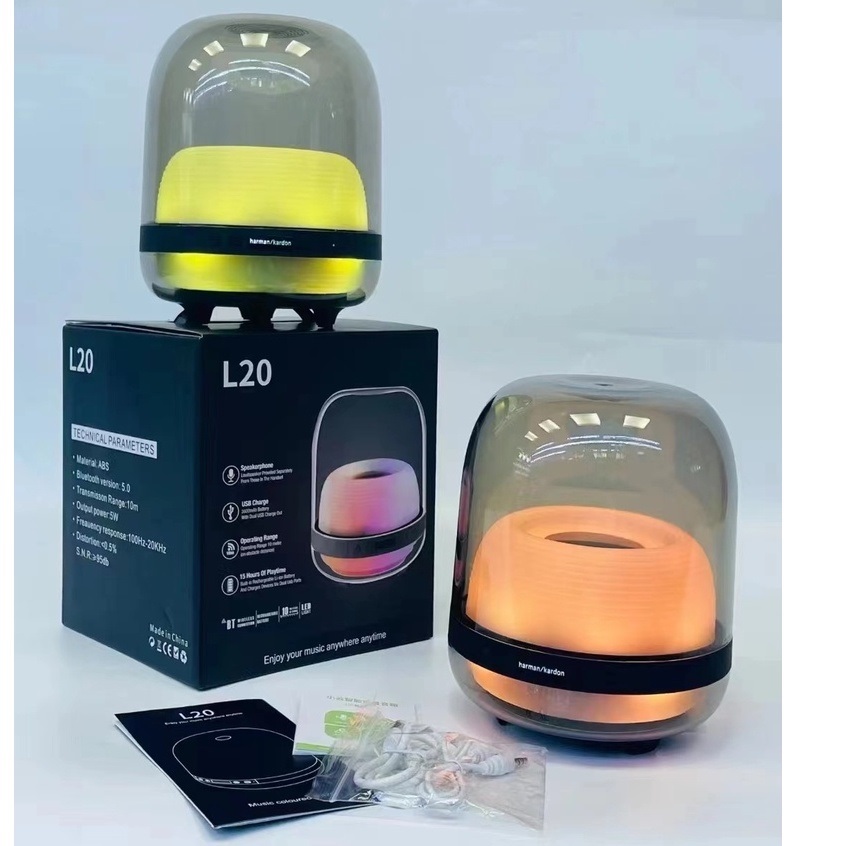 🔊🔊ลำโพงบลูทูธสีดำ รุ่นออร่า L20🌈แสง RGB คุณภาพเสียงระดับ Hi-Fi การเชื่อมต่อไร้สาย พร้อมส่ง‼