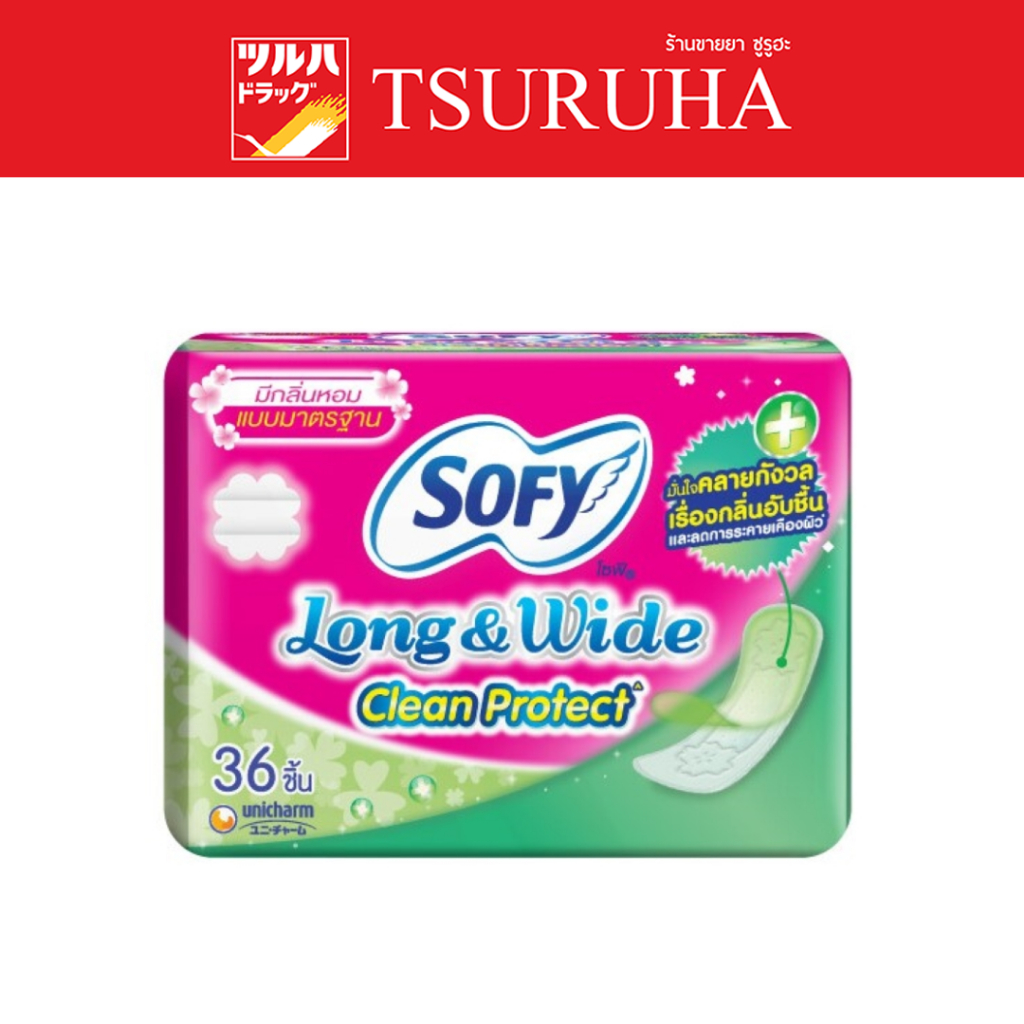 โซฟี แผ่นอนามัย ลอง&ไวด์ แอนตี้แบค มีกลิ่นหอม 36ชิ้น/Sofy Panty Liner Long&Wide Body Curve Sense Antibac 36 Pcs.