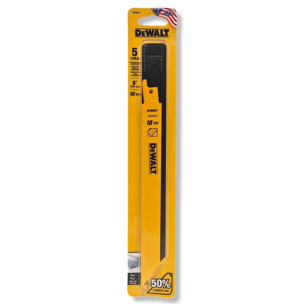DEWALT ใบเซเบอร์ตัดเหล็ก รุ่น DW4821 ใบเลื่อยชัก ยาว8" ของแท้100%