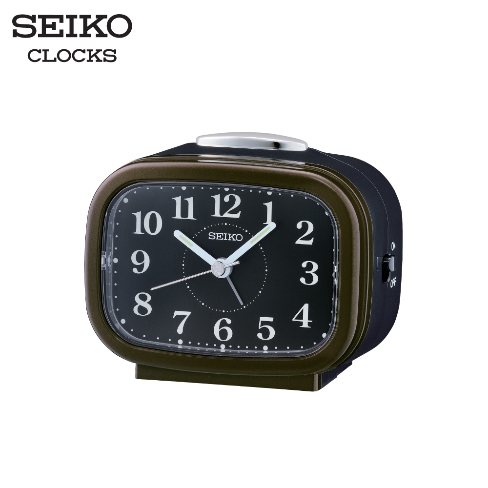 SEIKO CLOCKS นาฬิกาปลุก รุ่น QHK060B ขนาด 3.8 x 3.3 นิ้ว เดินเรียบ สีน้ำตาล