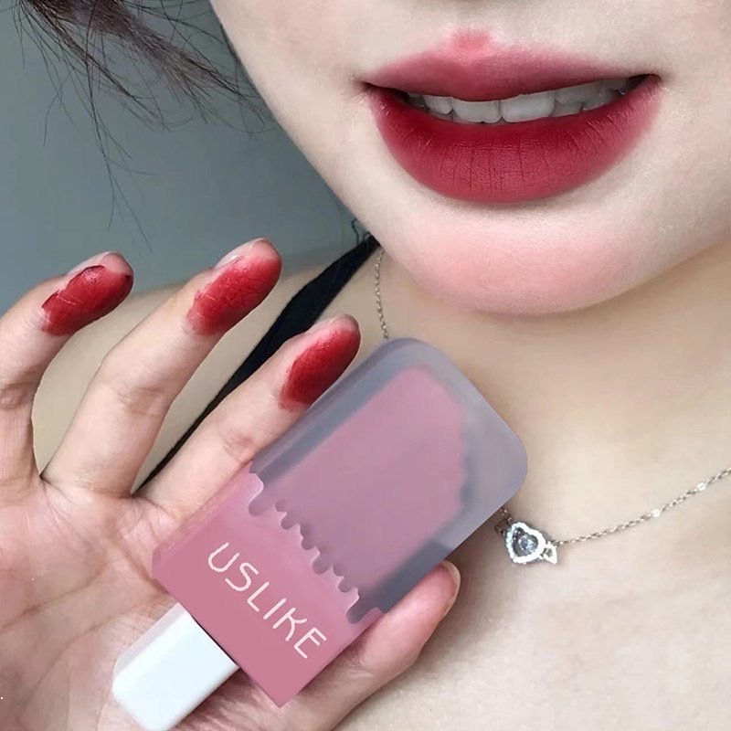 N409 Uslike ลิปกลอส ไอศกรีม เนื้อแมตต์ กำมะหยี่ สีสวย บางเบา ไม่หนักปาก ติดทนนาน