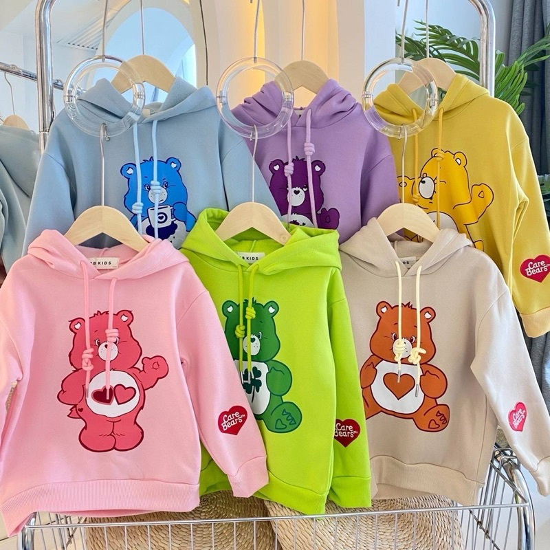 พร้อมส่ง เสื้อกันหนาวฮู้ดีแคร์แบร์ care bear งานปักหัวใจตรงแขน งานป้ายBB kids เด็กโต