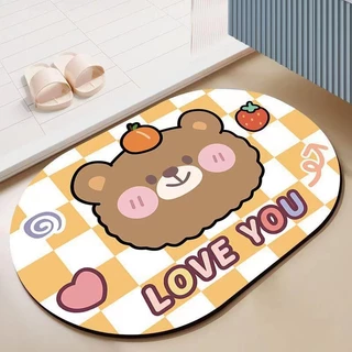 YH พรม พรมเช็ดเท้า หน้าห้องน้ำ มินิมอล ขนาด 40 × 60 ซม.หนา 3 mm กันลื่น ซับน้ำได้ดี แห้งเร็ว พร้อมส่ง