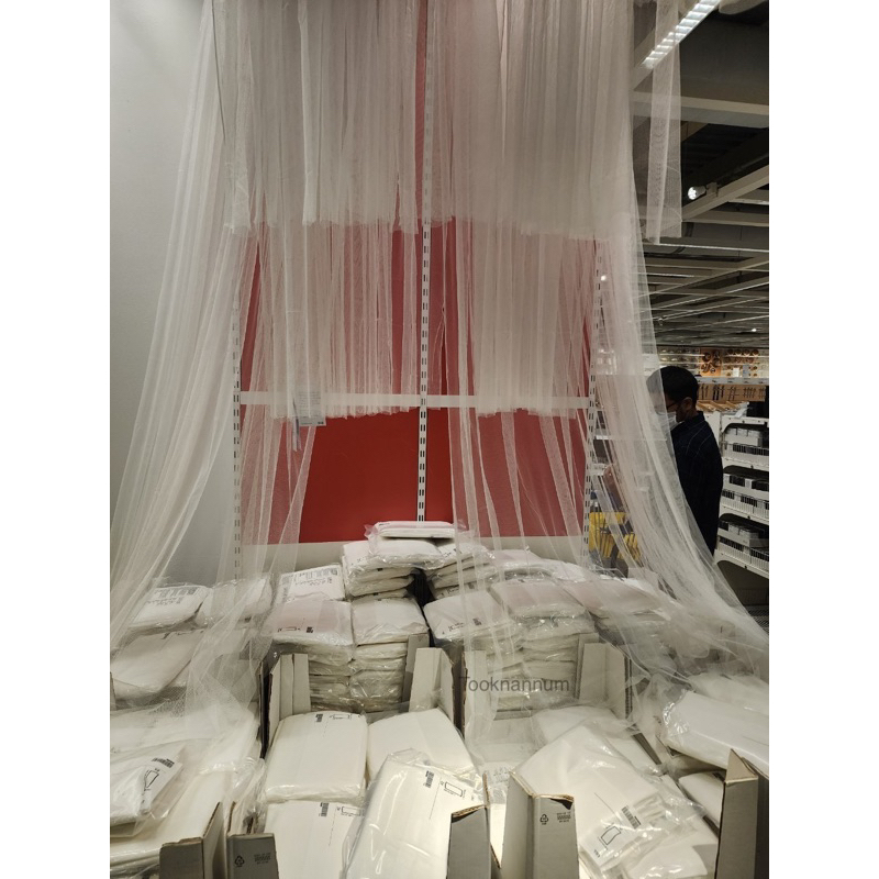 IKEAแท้ ขายถูกมาก ม่านโปร่งอิเกีย ผ้าม่านikea1คู่(2ผืน) สีขาว ตัดได้ ขนาด 280x250 ซม. ผ้าม่านโปร่ง ผ้าม่านเนื้อบางเบา