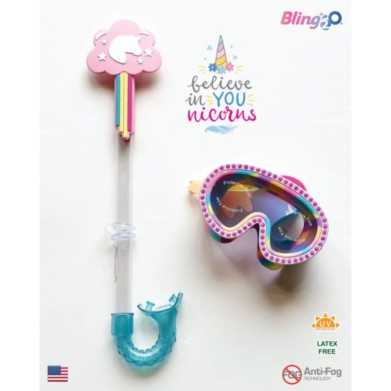 Bling2o - 5y+ - แว่นตาดำน้ำ แว่นดำน้ำ แว่นเด็ก kids goggles ป้องกันฝ้าและ UV เหมาะสำหรับเด็กอายุ 5 ป